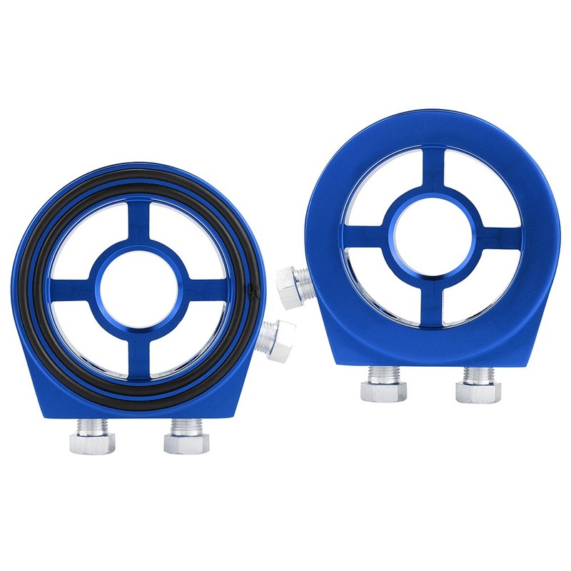 Blue Aluminum Universal Oil Filter Temperature Cooler Gauge Sandwich Plate