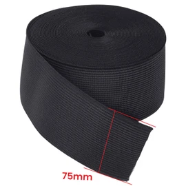 Trimming Shop 75mm (3 Inch) Wide Flat Elastic Band, Stretchable Waistband Tape Elastic Cord for Sewing Clothing, Garments, Dressmaking, DIY Craft Projects, Black, 1 Metre