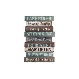 Young’s Inc. Lake Rules Wall Sign - Lake House Decor, 24”x15” Rustic Wall Decor, Coastal Decor for Home