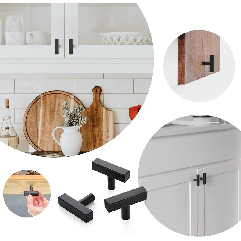 Ravinte 30 Pack Black Square Bar Cabinet Knobs 2 Inch