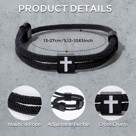 ACXQECJP 8 Pcs Braided Cross Bracelet Adjustable Rope Jesus Bracelet with Metal Knot Christian Gits for Men Women (Colorful)