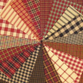 40 Farmhouse Red Charm Pack, 5 inch Precut Cotton Homespun Fabric Squares by JCS