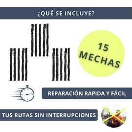 IBRIQO® 15 Replacement Wicks for Mountain Bike Repair Kit, 3.5 x 50 mm, Replacement Wicks for Tubeless MTB and Road | Puncture Proof Parts for Bikes