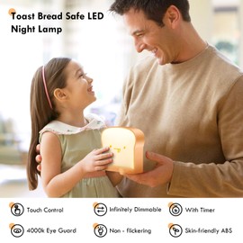 Weskjer Nachtlichter für Kinder, Toast-Nachtlicht mit USB Aufladbar Brot Lampe Niedliche Kawaii Nachtlicht, Baby Nachtlicht Nachttischlampe Für Die Kleinsten Kinderzimmer
