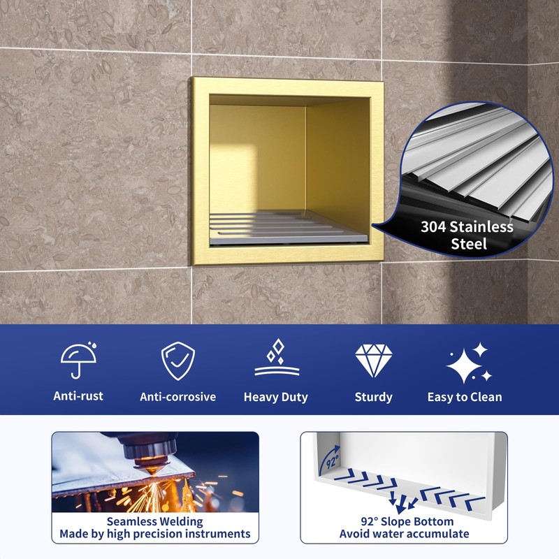 Shower Niche, Wall Shower Stool Niche for Bathroom