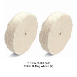 ENKAY - 8" Extra Thick Loose Cotton Buffing Wheels (2 Pack) for Polishing Metal and More, for Use with Polishing Compounds, Buffing Machines & Bench Grinders (80 Ply Each)