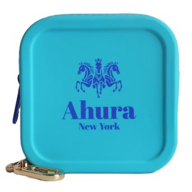 Ahura Blue Silicone Cosmetic Bag – Travel Makeup Bag, Coin Purse & Zipper Pouch – Solid Fragrance & Cosmetic Organizer – Reusable Toiletry Bag for Purse, Gym, Beach & Travel (Blue)