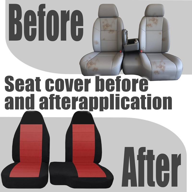 Fioqe 2PCS Front 60/40 High Back Bench Seat Cover for