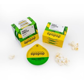Opopop Microwave Popcorn - Pop Cups Pickle Monster 6-Pack, Non-GMO Gourmet Popcorn Kernels & Popcorn Flavoring, Gluten Free Snacks, Easy to Make and No Mess