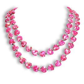 Pink Hearts of Freshwater Shell Multi-Strand Necklace Ladies Handmade Gemstone Jewellery