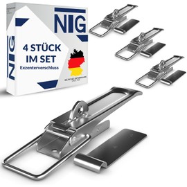 NTG Eccentric Lock with Mounting Plate, 210 mm, Galvanised and Weather-Resistant, Trailer Tension Clasp, Side Wall Closure, Lever Clasp, Trailer Clasp (Pack of 4)