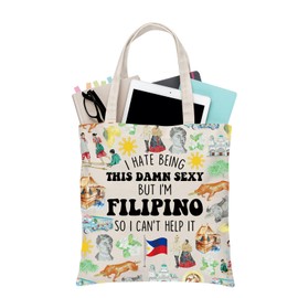 BDPWSS Filipino Tote Bag I Hate Being This Damn Sexy But I'm Filipino So I Can't Help It Philippine Vacation Trip Handbag (I'm Filipino TGCA)