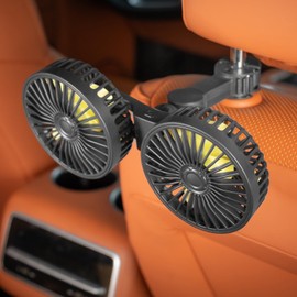 Nextstage Car Fan, USB Powered, Twin Head, Car Fan, 360° Rotation, Silent, 3 Levels of Airflow, For Car Heatstroke Prevention, Backseat Compatible, Summer Goods
