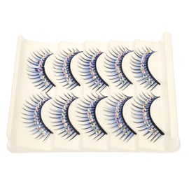 Baluue 15pairs Thick Diamond-embellished False Eyelashes for Stage Performance of Reusable Dramatic Blue for Cosplay Photography and Fashion Shows