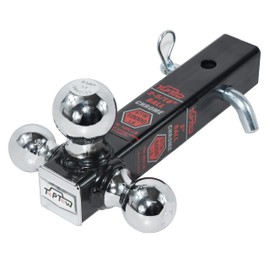 TOPTOW 64173HP Trailer Hitch Tri Ball Mount with 5/8 inch Hitch Pin, Chrome Balls, Fits for 2 inch Hitch Receivers, Hollow Shank