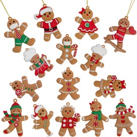 Festive Fix Gingerbread Man with Strings - Pack of 15 - Gingerbread Christmas Decorations | Gingerbread Man Decorations Christmas Tree Decorations | Gingerbread Hanging Christmas Decorations Indoor