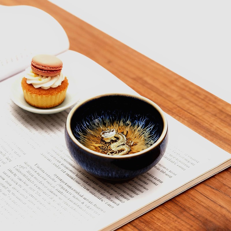 HOHCNA 3 oz Chinese Style Small Tea Cup, Handmade Jianzhan