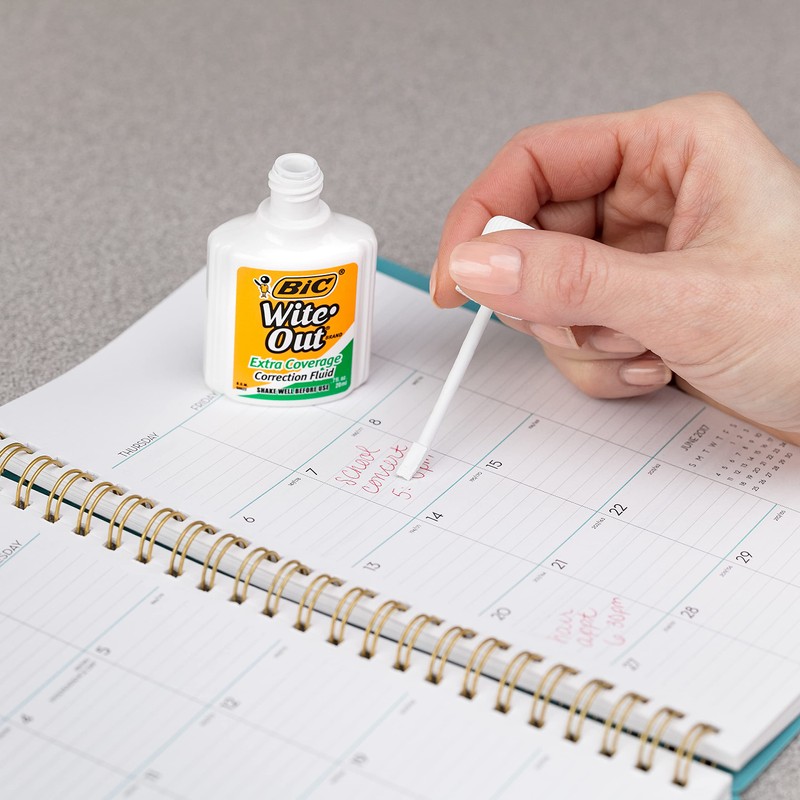 BIC Wite-Out Extra Coverage Correction Fluid, 0.7 ounces Bottle, White,(WOFEC12WE)