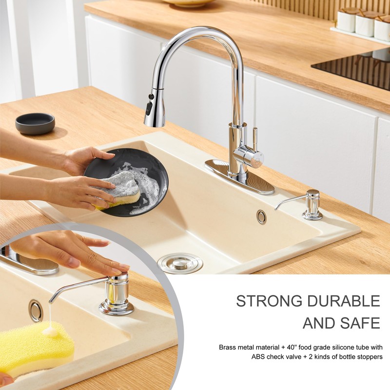 Gagal Soap Dispenser (Chrome) and Extension Tube Kit for Kitchen