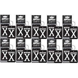 AREON X Autoduft Schwarz Kristall Auto Lufterfrischer Aufhänger Anhänger Spiegel Pappe 2D (Set Pack x 10)