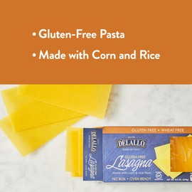 DeLallo Gluten Free Lasagna Noodle Sheets, 8.8 Ounce Box, (6 Pack), Made with Corn and Rice Flour, Oven Ready, No Boil, Non-GMO