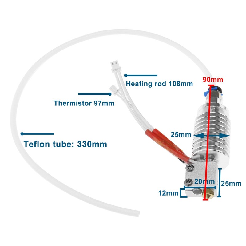 1 Set V5 Hotend Kit 3D Printer Nozzle Extruder Assembly,