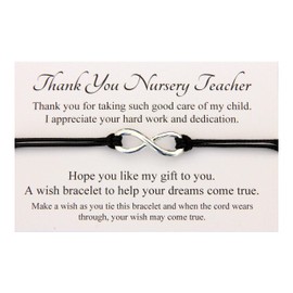 Lucor Nursery Teacher Gifts | Thank You Nursery Teacher Gifts | End of Year End of Term Teacher Gift | Nursery Wish String Bracelet | Gifts for Nursery Teacher(Black)