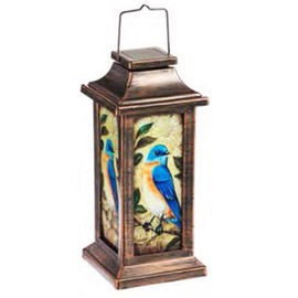 Outdoor Solar Lantern Hanging Solar Lantern Waterproof Lamp Outdoor Garden Decorative,Blue Bird, 10" H