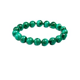 Svadia Super Malachite Crystal Beautiful Vibrant Green Mineral Jewellery Natural and Certified Unisex Elastic Malachite Crystal 26 cm Beads 6 mm Positive Effect, Stone