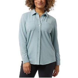 32 Degrees Ladies' Soft Fleece Button-Up Shirt – Warm, Stylish, and Perfect for Everyday Wear (US, Alpha, Large, Regular, Regular, Green)