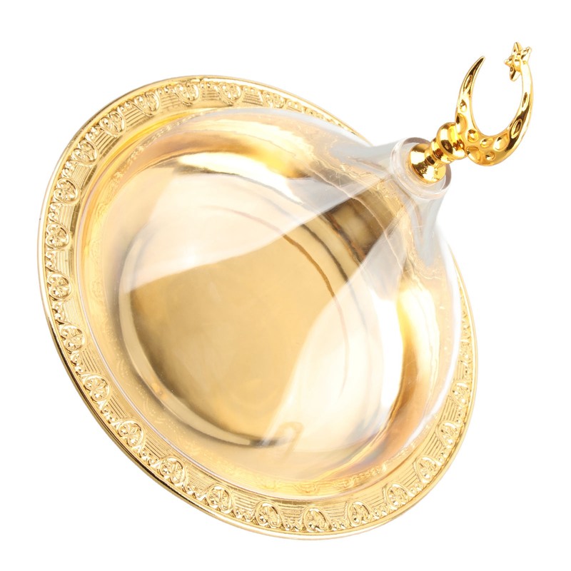 Serving Plate with Dome Golden Embossed Patterns Stainless Steel Acrylic