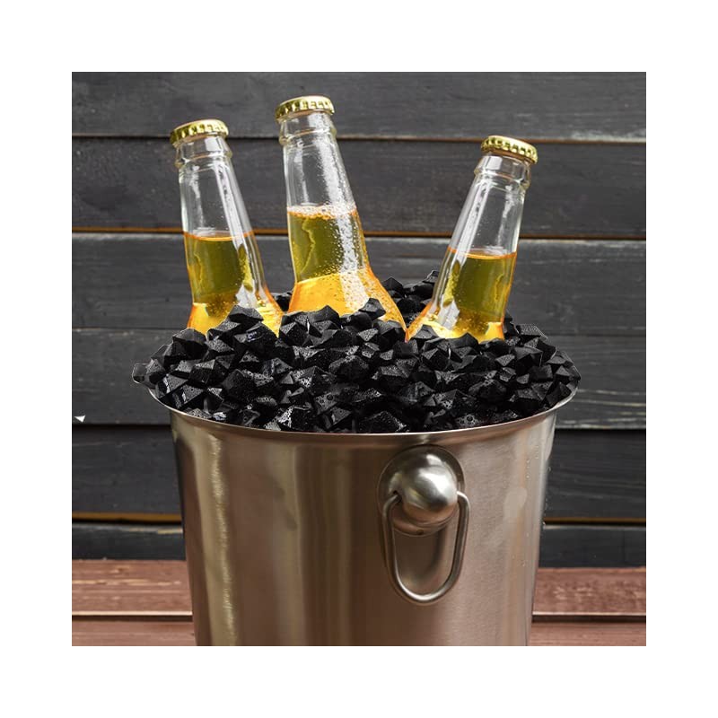 DomeStar Black Fake Ice Rocks, 150PCS Black Acrylic Crushed Ice