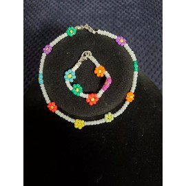 Justaskjoyce Jewelry, Multi-Colored Daisy Chain Necklace & Bracelet fits 16-18 Inch Dolls