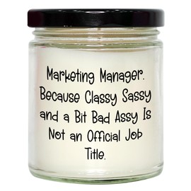 Marketing Manager Gifts, Vanilla Soy Candle for Valentine's, Classy Sassy and a Bit Fearlessy, 9oz Hand-Poured Soy Wax Candle