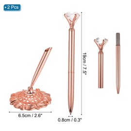 PATIKIL 2 Set Diamond Wedding Pen Guest Book Pen with Holder, Rose Gold