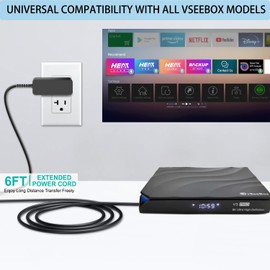 5V AC/DC Adapter Charger Compatible with vSeeBox V5 V3 V2 V1 Elite Pro Plus Series V5 Pro/ V3 Pro/ V3 Plus/ V2 Pro/ V1 Pro/V2/vSeeBox Elite/vSeeBox Pro Max Android TV Box Power Supply Cord Cable Plug