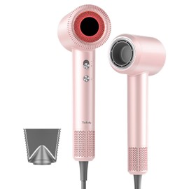 Hair Dryer, High-Speed Ionic Low Noise Blow Dryer with 160000 RPM Motor for Fast Drying, Thermo-Control Portable Hair Blow Dryer with Magnetic Nozzle for Home Travel Salon (Pink)