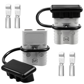 RED WOLF 175A Battery Quick Connector 2-4 AWG Jumper Cable Plug Flame-Retardant Anderson Type SB175 Plug Outdoor Power Quickly Connect/Disconnect Kit for Electrical System (2 PCs Grey, 175A)