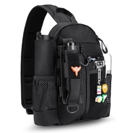 [VIPERADE] CHS1 Crossbody Bag, 1000D Nylon Hiking Backpack, Travel Hiking Chest Tactical Fanny Pack Crossbody Sling Bag for Women Men, Black