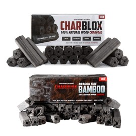 Dual Pack CHARBLOX Classic/Dragon Fire Bamboo Charcoal Logs - 100% Natural, Sustainable, Grilling/BBQ/Smoker/Big Green Egg/Kamado/Ceramic Grill/Kettle Grill/Robata, Thai/Binchotan Alternative (20LB)