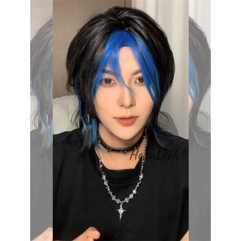 Wig, Wig, Wolf Cut, Layer, Beautiful Man, Harajuku, Two-tone, Cyberpunk,