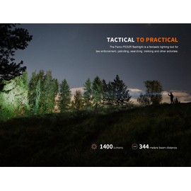 fenix PD32R Wiederaufladbare, kompakte LED-Sicherheits-/Polizei-Taschenlampe mit großer Reichweite | 1400 Lumen | 344 m | 70 Stunden Max | Leiser taktischer Schalter | 3400 mAh 18650 batteriebetrieben