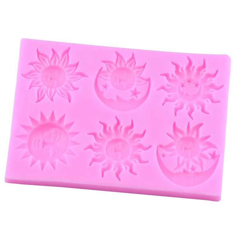MIYAHOUSE Sun Moon Face Fondant Mold Sun Face Star Silicone