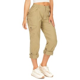 Women's Hiking Cargo Pants Quick Dry UPF50+ Waterproof Pants for Women Fishing Safari Travel Stretchy Pants with Pockets,6606,Khaki,8