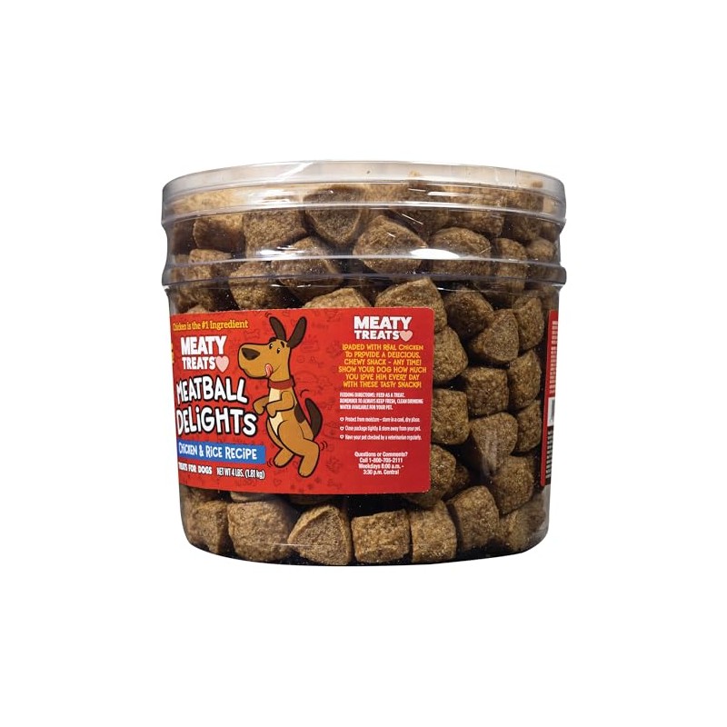 Meatball Delights Chicken Dog Treats 4 LB Meaty Treats, 64