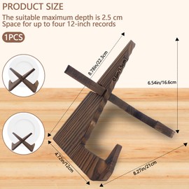Zyluniy Wooden Plate Stand, 16.6 cm Plate Holder Display Stand, Plate Stand for Stand, Record Holder, Wooden Plate Stand, Picture Frame Holder, Decorative Table Stand for Exhibition