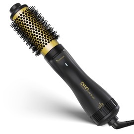 Dan Technology - Cepillo de aire caliente, secador de pelo 4 en 1, peine, alisador y rizador, con revestimiento de titanio y tecnología de iones negativos, para varios tipos de cabello, 1.5 pulgadas