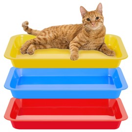 Tessco 3 Pieces Litter Box for Cats Rabbit Litter Box Waterproof Travel Toilet for Indoor Cats Bunny Small Pet Kitty Guinea Pig Supplies Small Open Cat Litter Box, Multi Color, 17.3 x 13.6 x 1.6 Inch