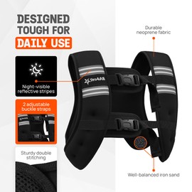 Yes4All Weight Vest, 20lb Fixed Weighted Vests for Women & Men with 2 Adjustable Buckle Strap & Reflective Stripe, 2 Shoulder Pads & Phone Pocket – Ideal for Workout, Walking, Strength Training