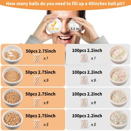 Realhaha 50 Pit Balls for Toddlers Ball Pit, BPA Free Plastic Balls for Babies for Ball Pit Games Great Gift for Boys Girls,2.76inch,White